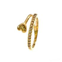 Anel Fio Duplo Coração com Zircônias Banhado a Ouro 18k