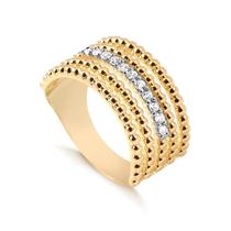 Anel Fios Com Pedras De Zircônias Folheado A Ouro