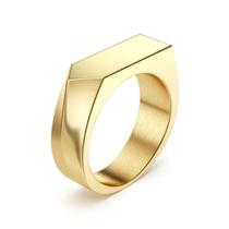 Anel Flat Comendador Dourado Aço Inox Anel Flat Comendador Dourado Aço Inox