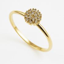 Anel Flor Chuveirinho em Ouro 18k com Zircônia de 6 mm Cravejada