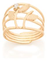 Anel Flor Com Cristal E Folhas Granitadas Rommanel 510092