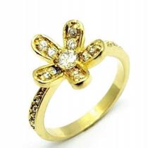 Anel Flor Cravejado De Zirconias Banho De Ouro 18k 1167
