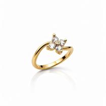 Anel Flor Cravejado Zircônia Banhado a Ouro 18k TAMANHO: 18 Anel Flor Cravejado Zircônia Banhado a Ouro 18k TAMANHO: 18