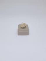 Anel flor de ramos cravejado regulável banhado a Ouro Mediterrâneo