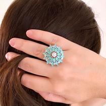 Anel Flor Navetes Turmalina Com Pontos De Luz