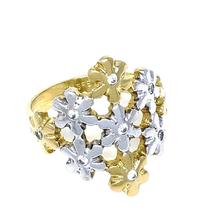 Anel Floral Cravejado Zirconias Banho Ouro 18k 529