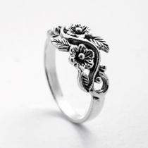 Anel Flores Envelhecido Prata de Bali 925 tamanho:18 Anel Flores Envelhecido Prata de Bali 925 tamanho:18