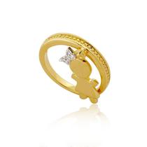 Anel Folheado A Ouro Com Pedras De Zircônia Anel Folheado A Ouro Com Pedras De Zircônia