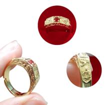 Anel Formatura infantil 5 Ano Pedra Rosa Banho Ouro