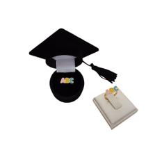 Anel Formatura Infantil Colorido Ajustável Capelo Preto Folheado