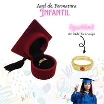 Anel Formatura Infantil Menina Regulável Banhado Ouro 18k Crianca Escola Lembranca Anel Formatura Infantil Menina Regulável Banhado Ouro 18k Crianca Escola Lembranca