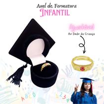 Anel Formatura Infantil Menina Regulável Banhado Ouro 18k Crianca Escola Lembranca Anel Formatura Infantil Menina Regulável Banhado Ouro 18k Crianca Escola Lembranca
