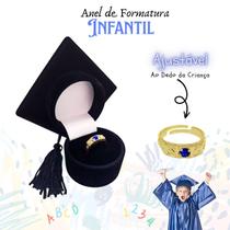 Anel Formatura Infantil Menino Regulável Banhado Ouro 18k Colegio Escola Crianca Recordacao