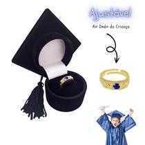 Anel Formatura Infantil Menino Regulável Banhado Ouro 18k Colegio Escola Crianca Recordacao