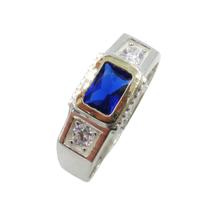 Anel Formatura Masculino Prata 925 Aplique Ouro Retangular