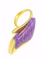 Anel Garden Feldspato Roxo Folheado A Ouro 18k Tam 15
