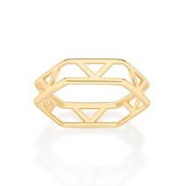 Anel geométrico banhado a ouro 18k 513228