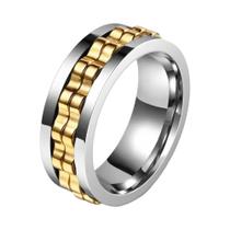 Anel Giratório de Aço Inoxidável Masculino - Hip Hop - Antiestresse