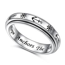 Anel giratório Ladytree Anchor Rudder em prata esterlina para mulheres