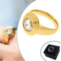 Anel GLAM com Cristal Rivoli Banhado a Ouro com Abertura - Medida Interna 18mm (Aro 17) Anel GLAM com Cristal Rivoli Banhado a Ouro com Abertura - Medida Interna 18mm (Aro 17)