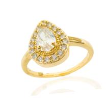 Anel Gota Cravejada Cristal Banhado a Ouro Anel Gota Cravejada Cristal Banhado a Ouro