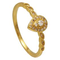 Anel Gota Delicado Zircônias Softjoias Folheado em Ouro 18K