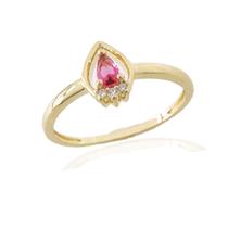 Anel Gota Marsala e Três Pontos de de Luz Banhado a Ouro