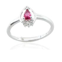 Anel Gota Marsala e Três Pontos de de Luz Banhado a Prata