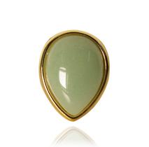 Anel Gota Semijoia Banho De Ouro 18k Quartzo Verde Ajustável