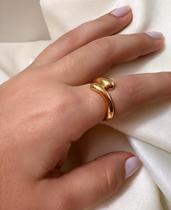 Anel Gotas Liso Ajustável/Regulavel - Banhado a Ouro 18k - Semijoia
