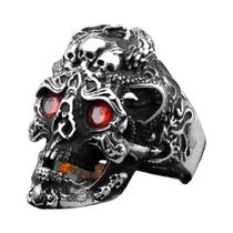 Anel Gótico Masculino Com Crânio Em Aço Inoxidável Dourado, Joias De Heavy Metal Punk Para