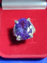 Anel Grande Prata 950 Modelo Pedrão 20 mm x 15mm Peso 13. Gramas Pedras Lilas Ou Branca