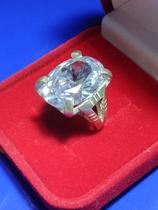 Anel Grande Prata 950 Modelo Pedrão Oval 20 mm x 15 mm Peso 13.60 Gramas Pedras de Todos Cores