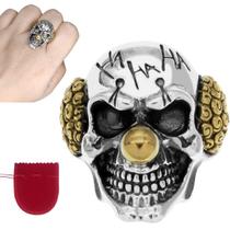 Anel Grande Prateado Palhaço Caveira Regulável Anel Grande Prateado Palhaço Caveira Regulável