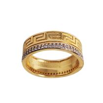 Anel Grega Semijoia Banho De Ouro 18k Zircônias