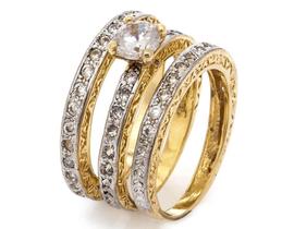 Anel Imperia Solitário e Aparadores com Zircônias