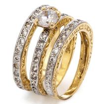 Anel Imperia Solitário e Aparadores com Zircônias