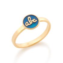 Anel infantil 18k com escrita abc e apli 512489 Rommanel