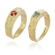 Anel Infantil Abc 5 Ano Banhado A Ouro, Ajustavel, Regulavel Azul ou Rosa