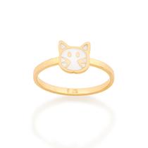 Anel infantil gato 18k com aplicação d 512806 Rommanel