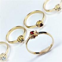 Anel Infantil Solitário Zirconia Flor Banho De Ouro 18k 2312 Anel Infantil Solitário Zirconia Flor Banho De Ouro 18k 2312