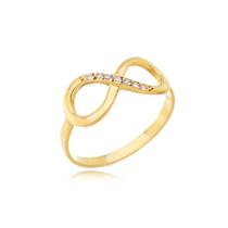 Anel Infinito Cravejado Com Diamantes Ouro Amarelo 18 Kl