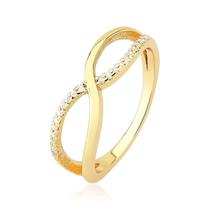 Anel Infinito Cravejado com Zircônias Folheado a Ouro 18k