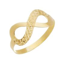 Anel infinito ouro feminino símbolo trabalhado 10k A420