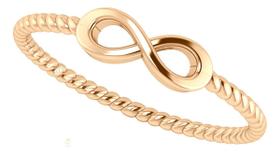 Anel Infinito Prata 925 Dourada Ouro 18k - Certificado