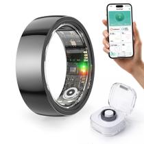 Anel inteligente de monitoramento de saúde e sono com rastreador de condicionamento físico e frequência cardíaca, preto Anel inteligente de monitoramento de saúde e sono com rastreador de condicionamento físico e frequência cardíaca, preto