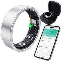 Anel Inteligente de Titânio à Prova dÁgua Bluetooth Minimalista Prata 7