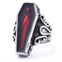 Anel JAJAFOOK Vampire Coffin Cross para homens em aço titânio