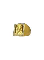 Anel Jesus Cristo 3d Cravejado - Banhado a Ouro 18k Anel Jesus Cristo 3d Cravejado - Banhado a Ouro 18k