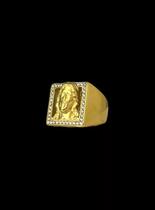 Anel Jesus Cristo 3d Cravejado - Banhado a Ouro 18k Anel Jesus Cristo 3d Cravejado - Banhado a Ouro 18k